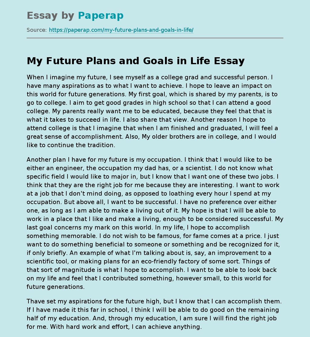 future plans and goals essay for scholarship