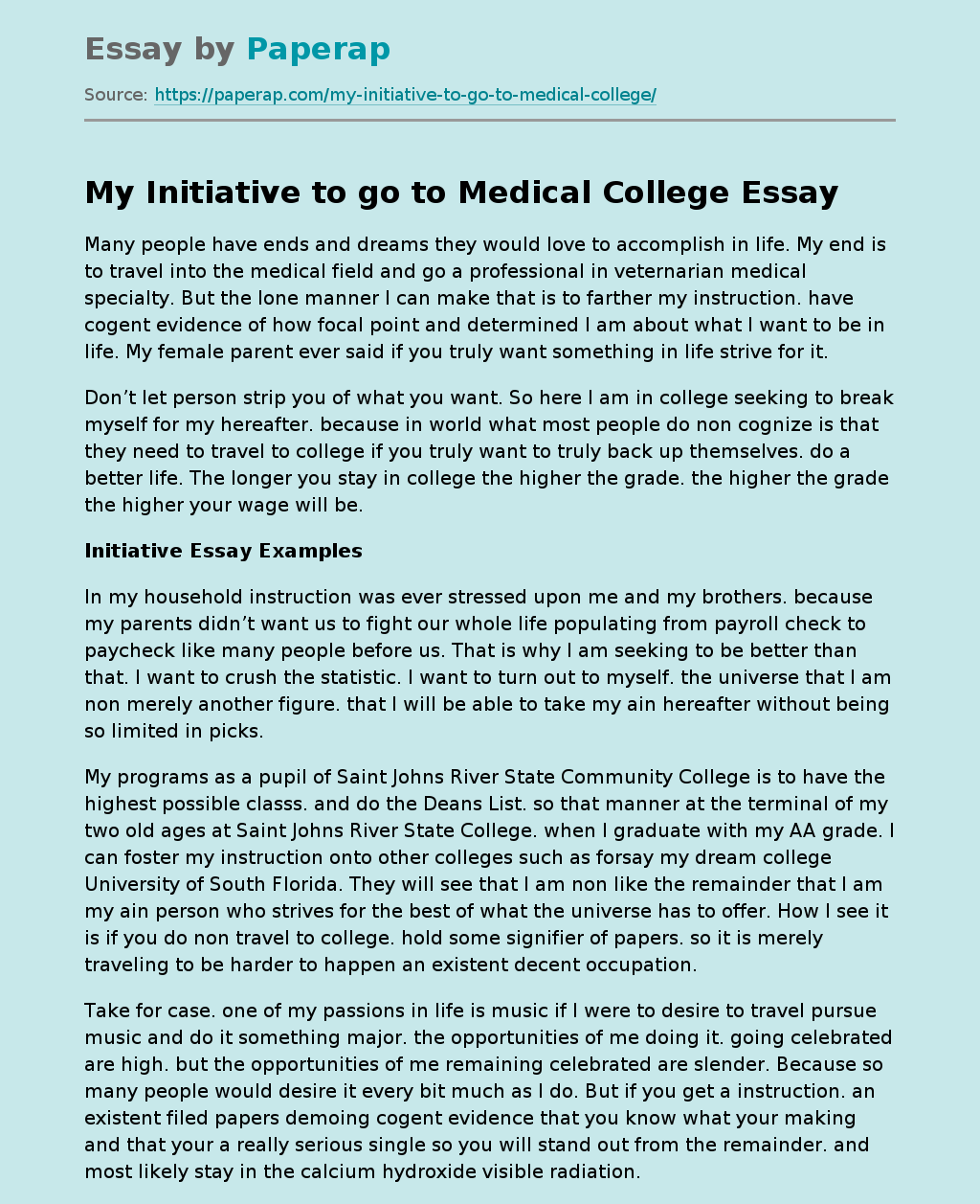 My Initiative to go to Medical College