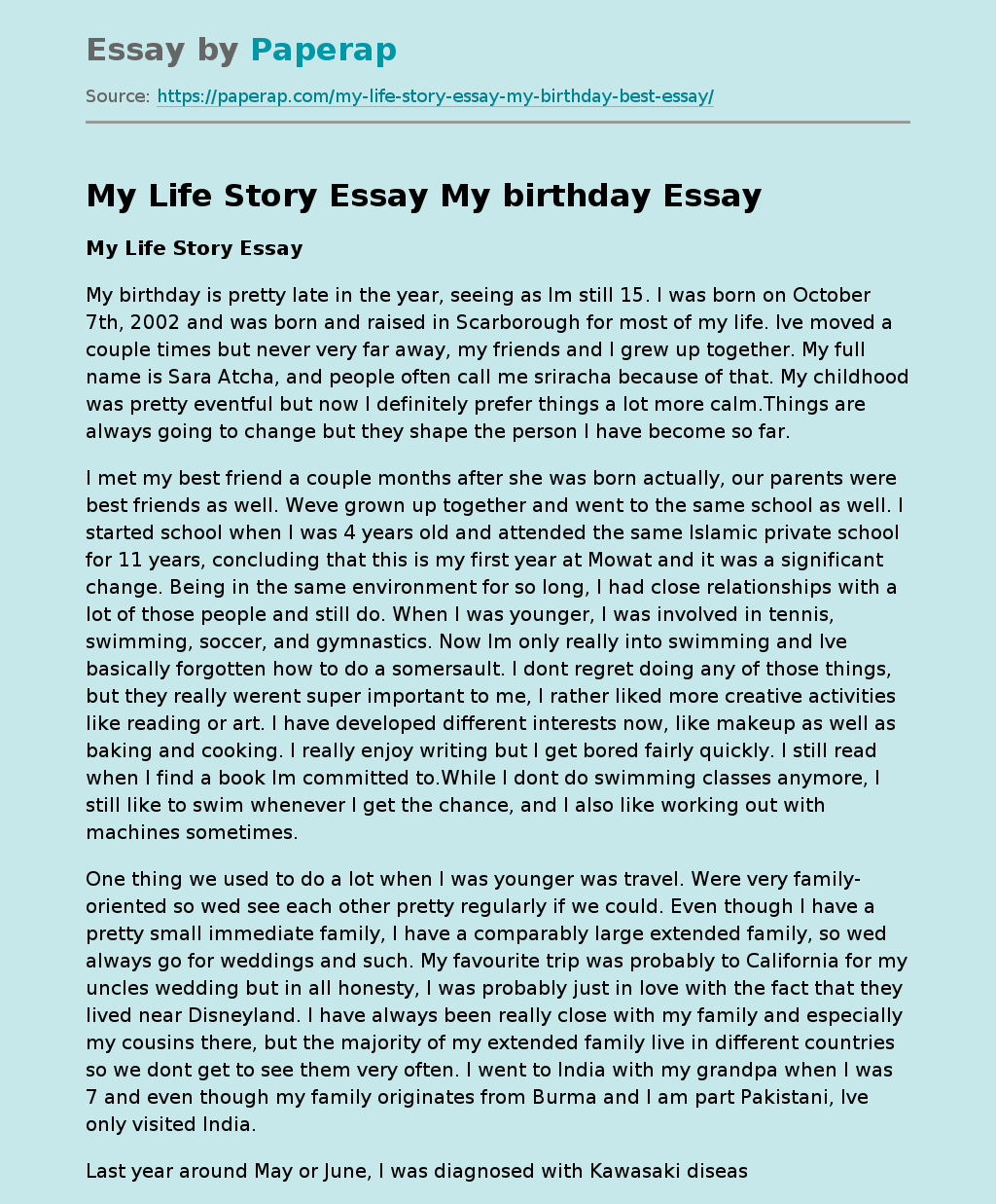 a life story essay