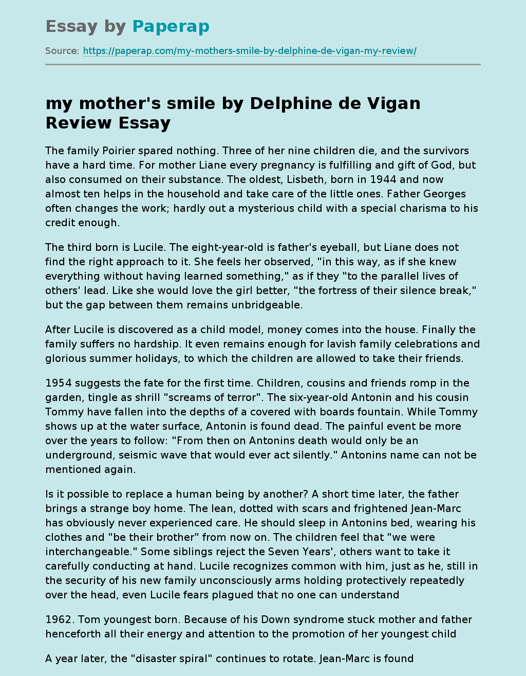 My Mother’s Smile by Delphine de Vigan