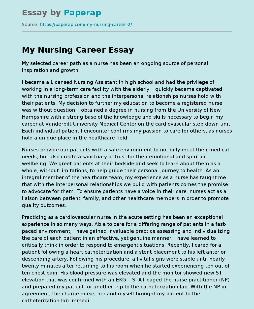 Nursing A Path of Personal Inspiration and Growth