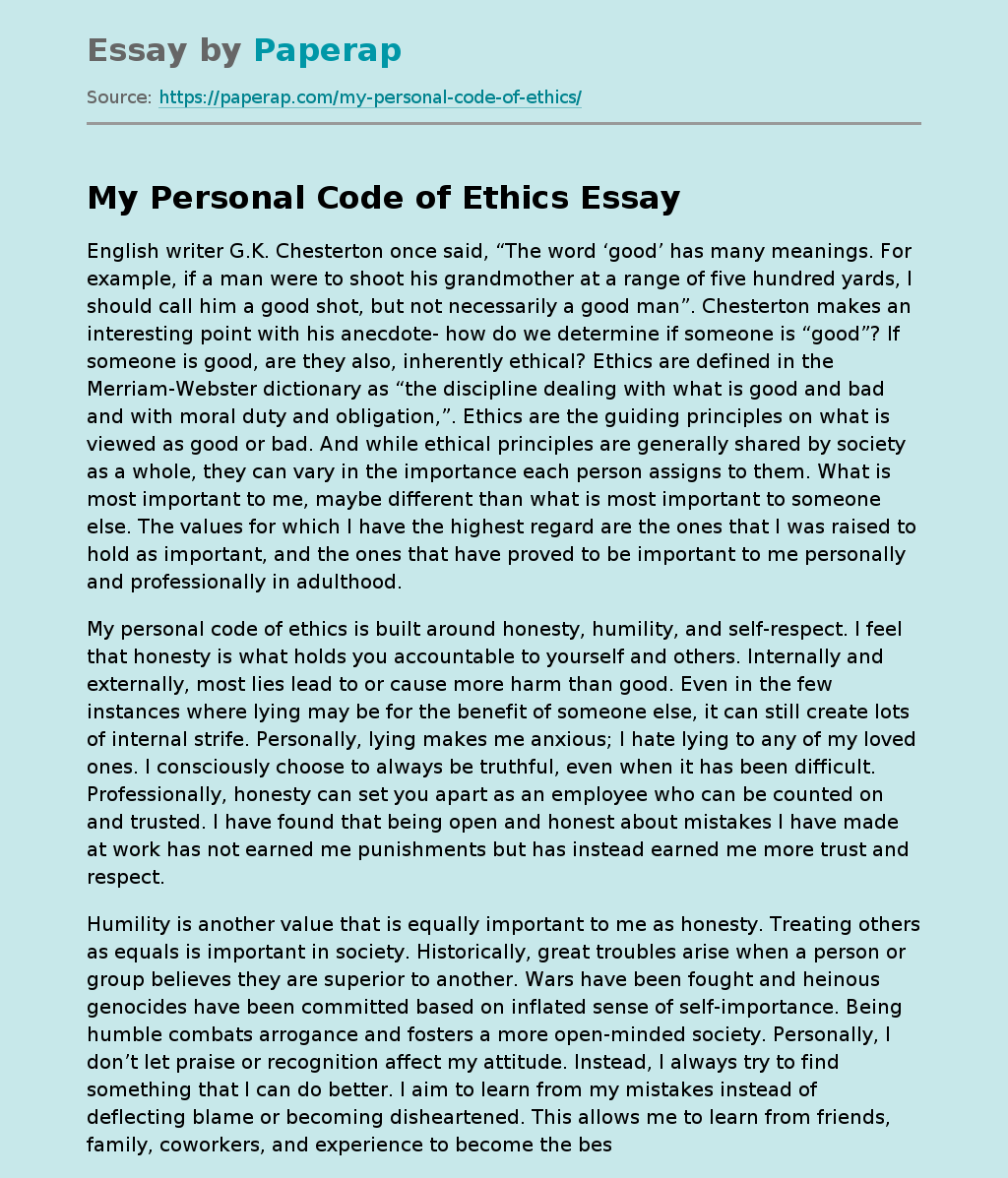 how to write an essay on code of ethics