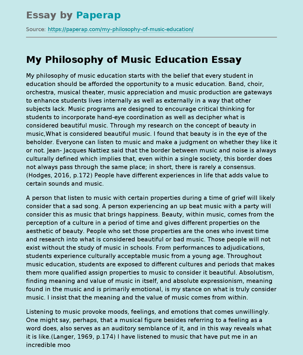 My Philosophy of Music Education