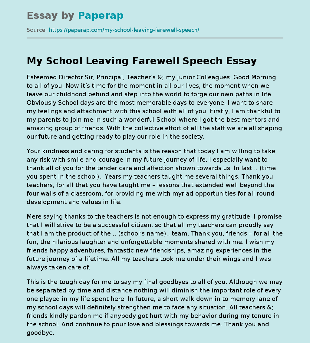 essay of leaving school