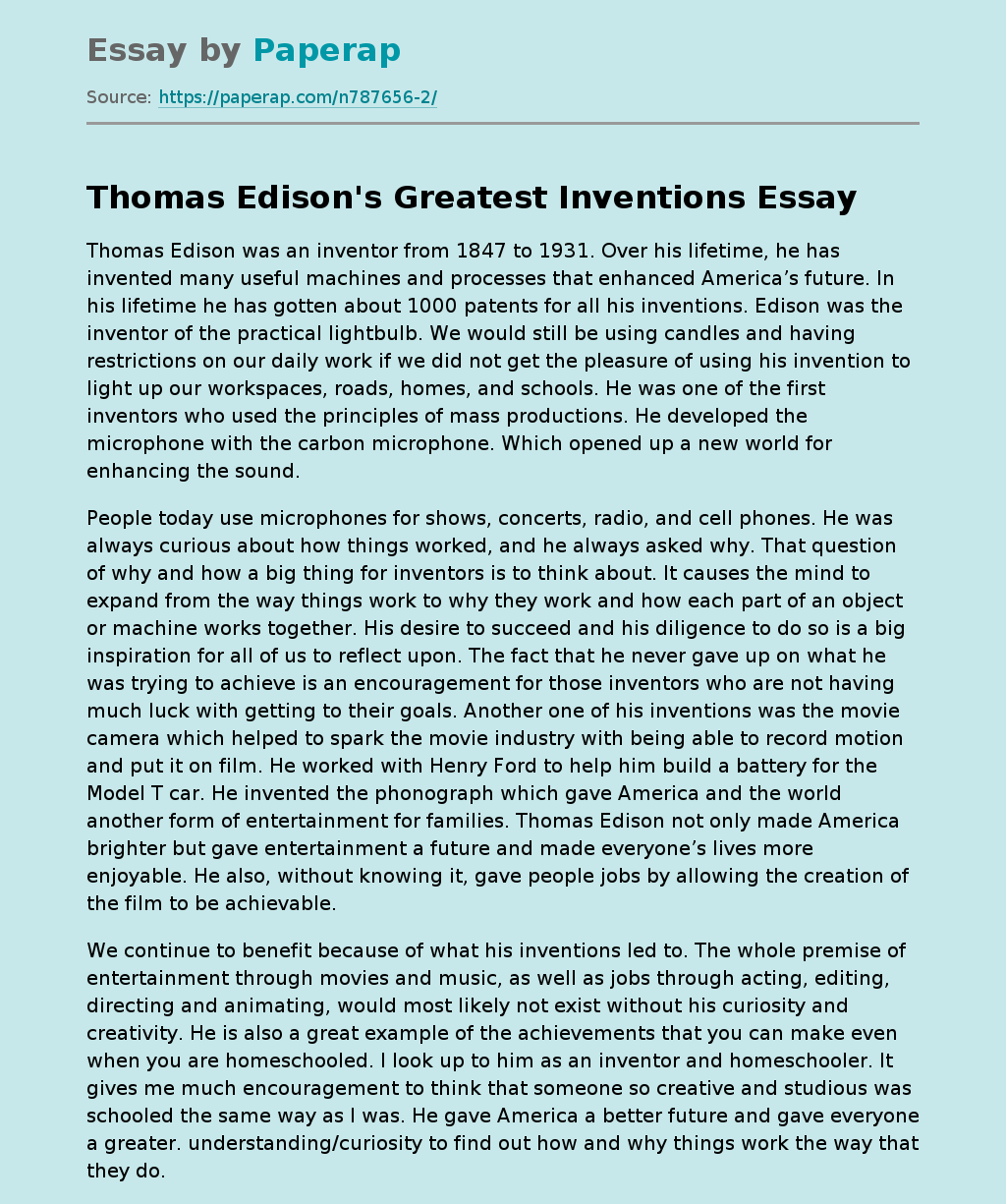 Thomas Edison's Greatest Inventions