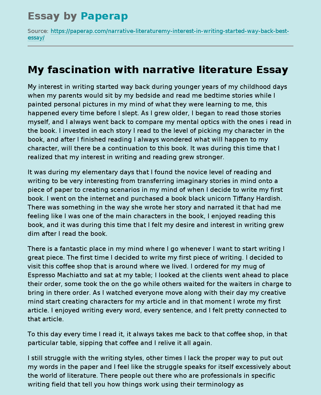 My fascination with narrative literature