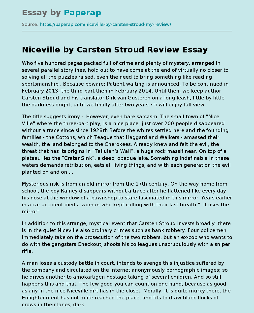 Niceville by Carsten Stroud Review