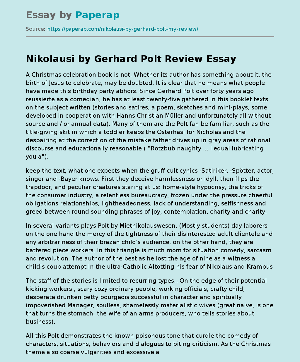 Book "Nikolausi" by Gerhard Polt