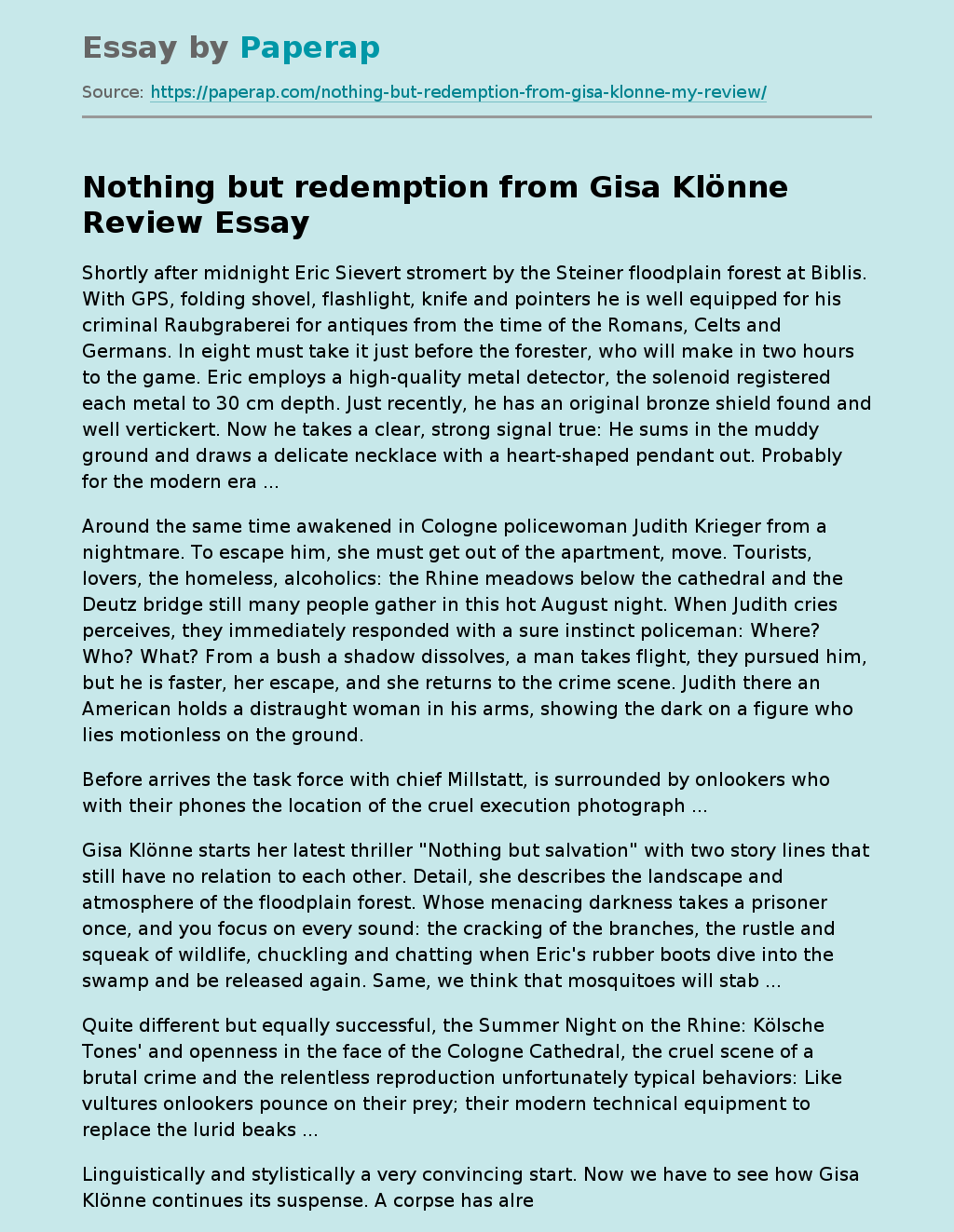 Nothing but redemption from Gisa Klönne Review