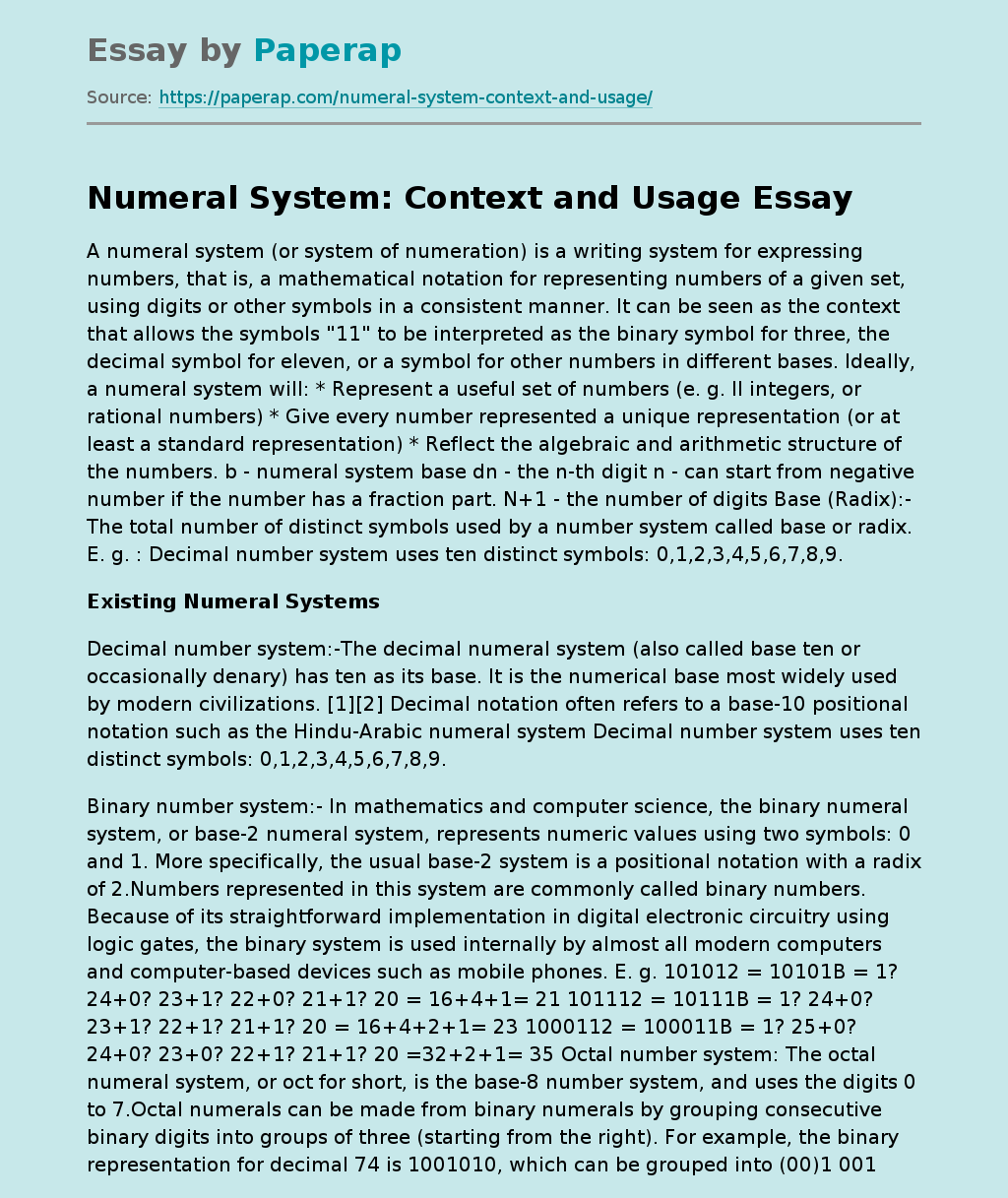 Numeral System: Context and Usage