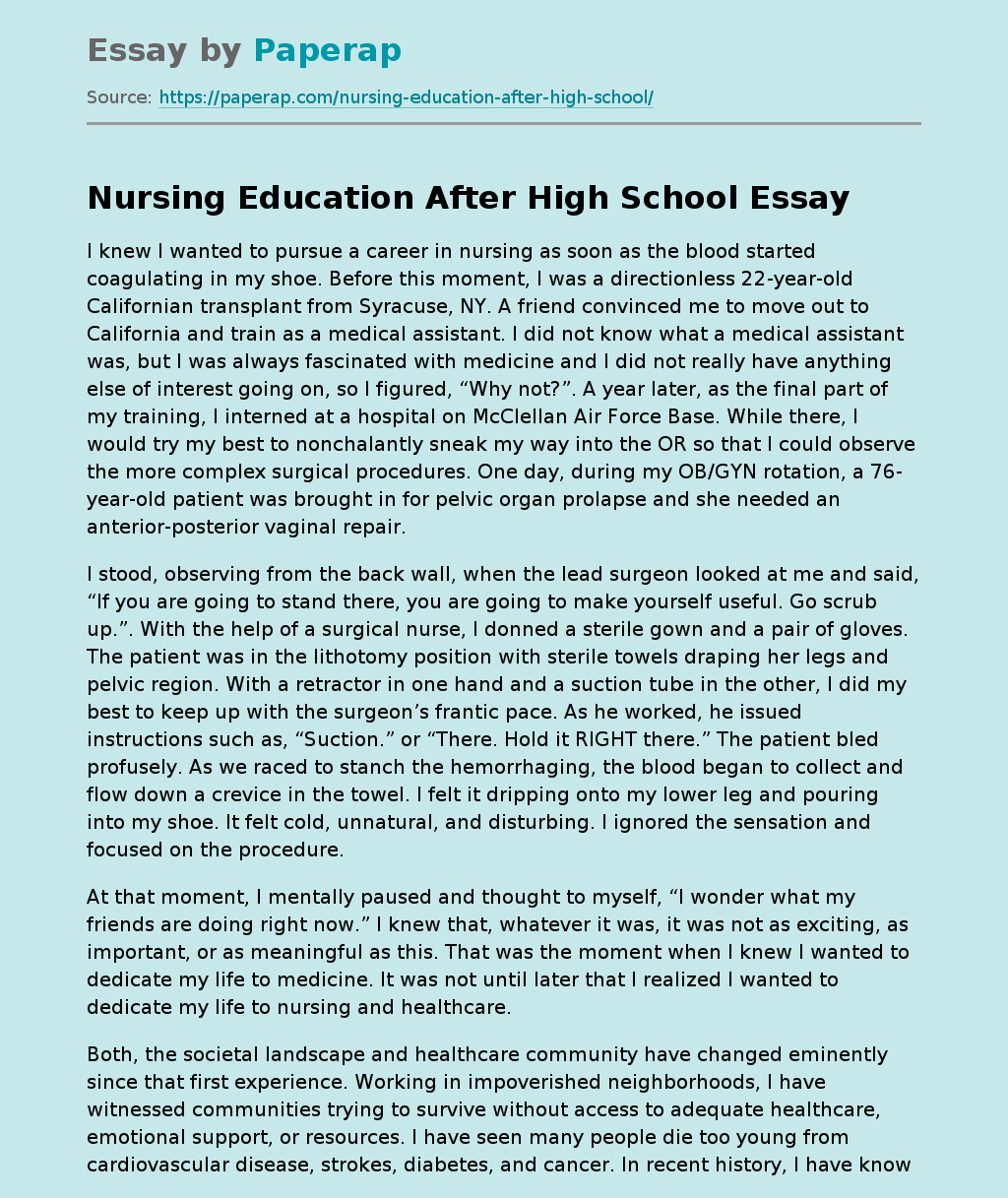 Nursing Education After High School