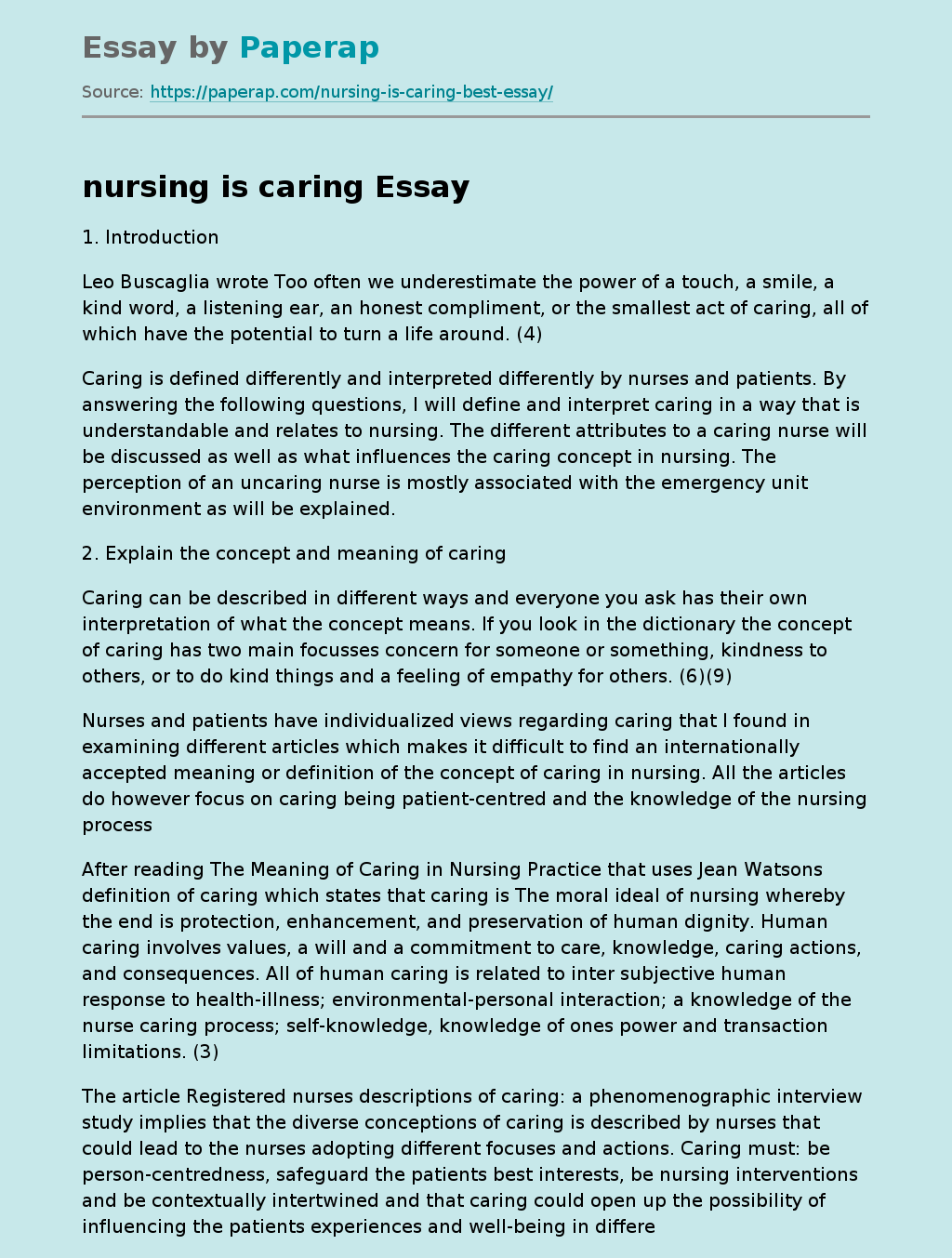 nursing is caring