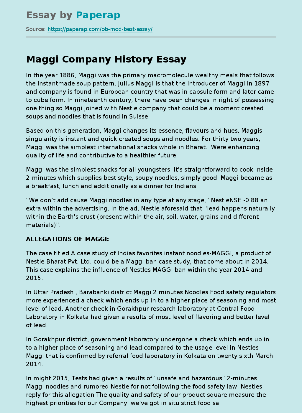 Maggi Company History