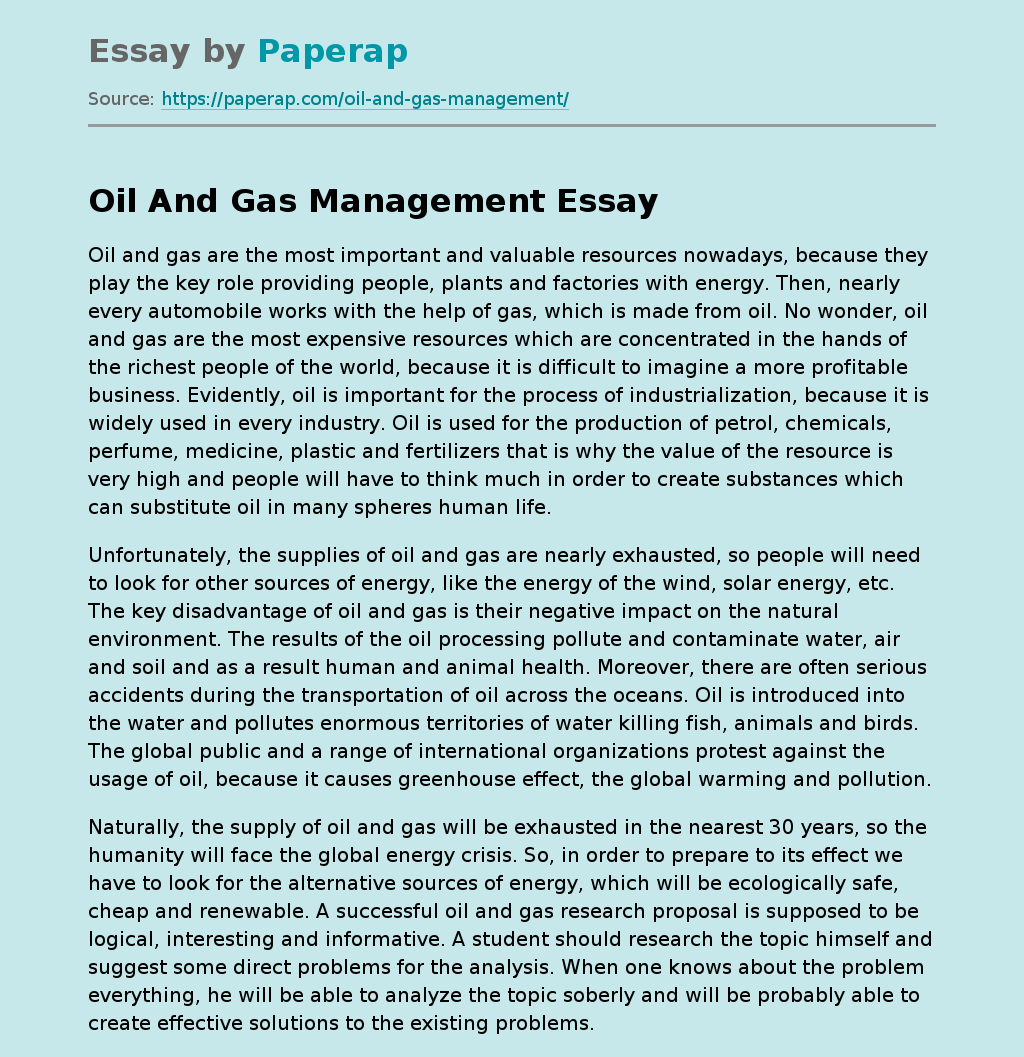 Oil And Gas Management