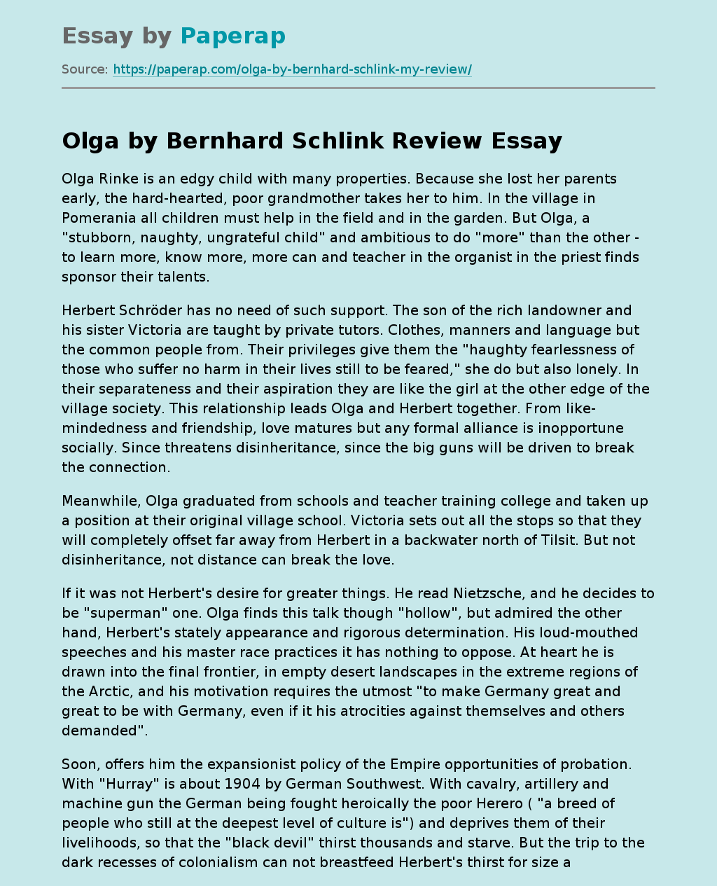 New Novel by Bernhard Schlink “Olga”