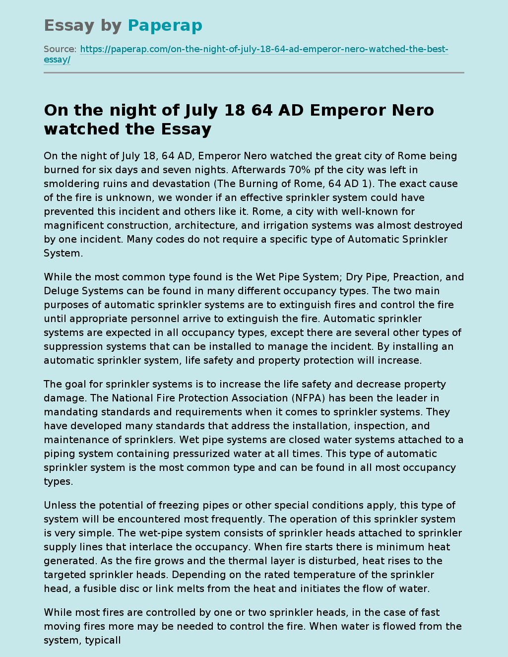 On the night of July 18 64 AD Emperor Nero watched the