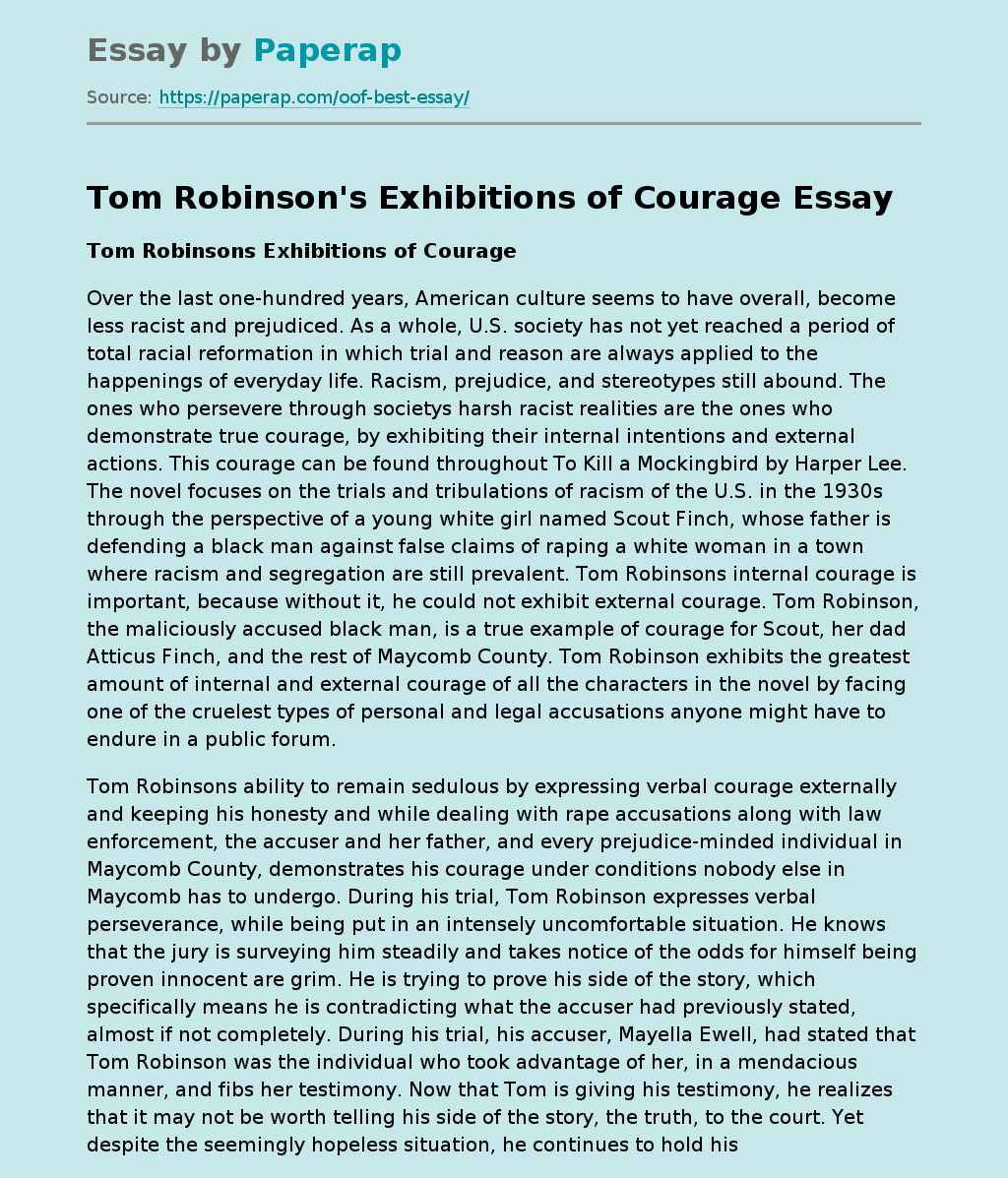 Tom Robinson's Exhibitions of Courage