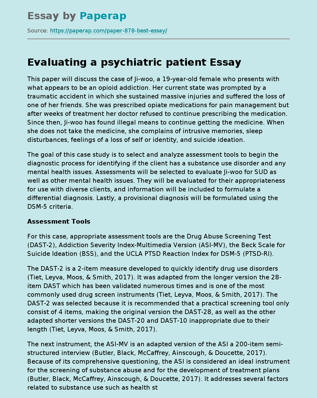 Evaluating a Psychiatric Patient