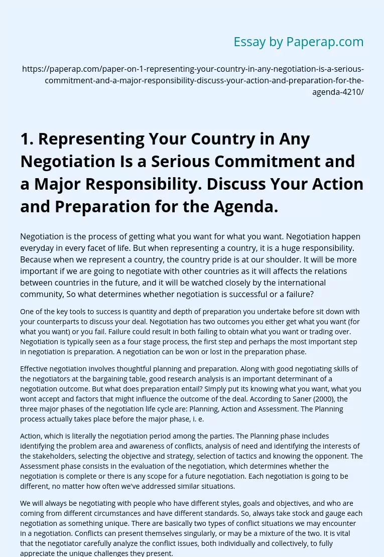 Representing Your Country in Negotiation
