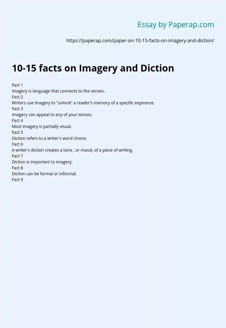 10-15 facts on Imagery and Diction