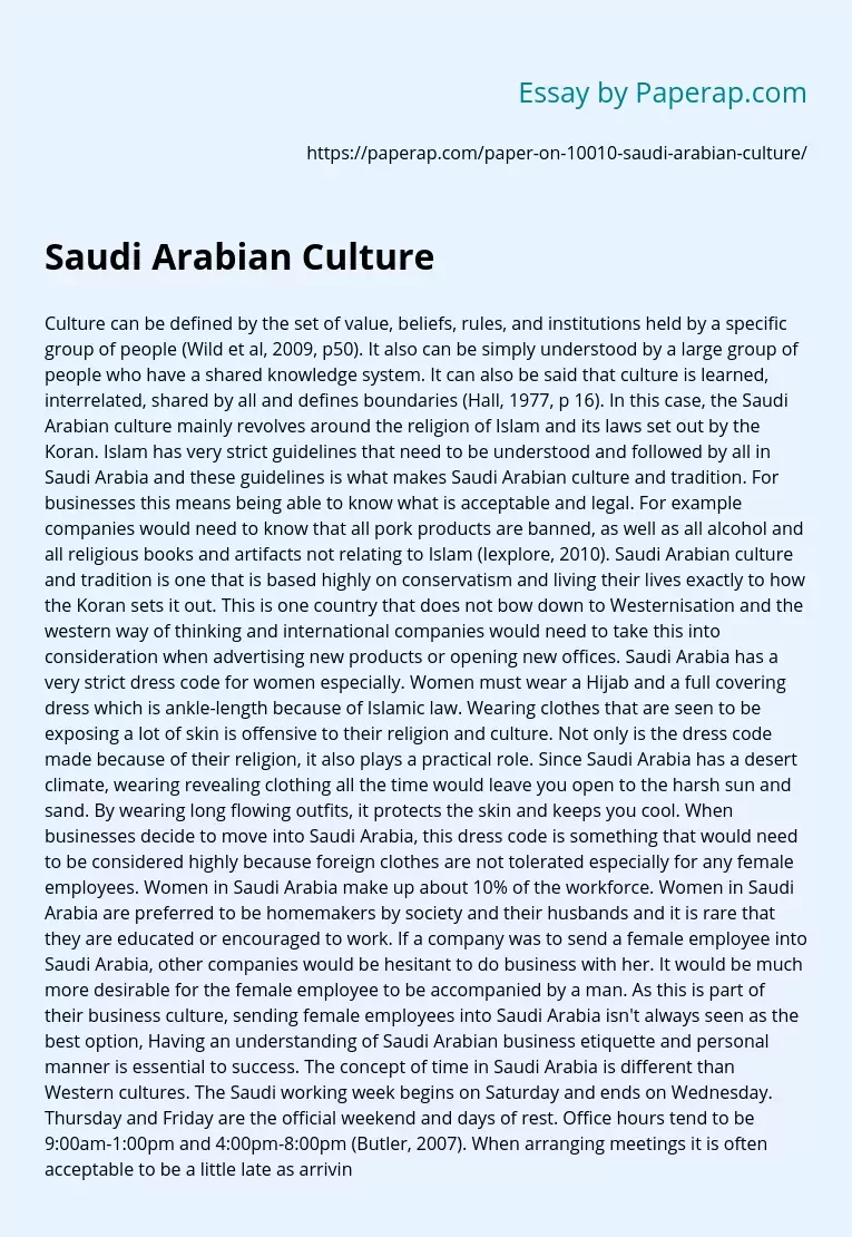 Saudi Arabian Culture