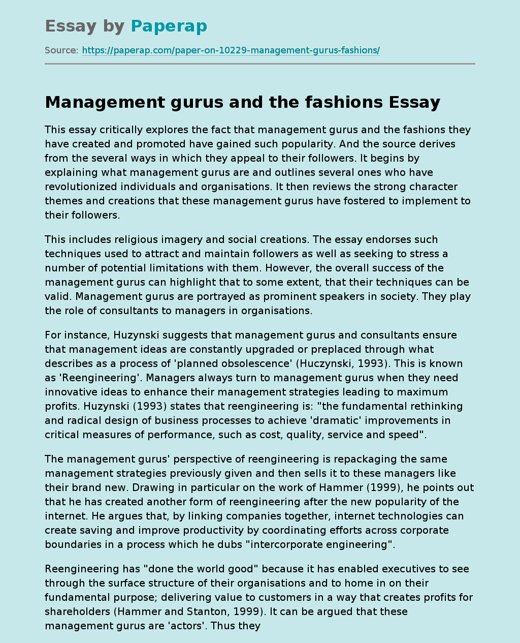 Management Gurus and the Fashions