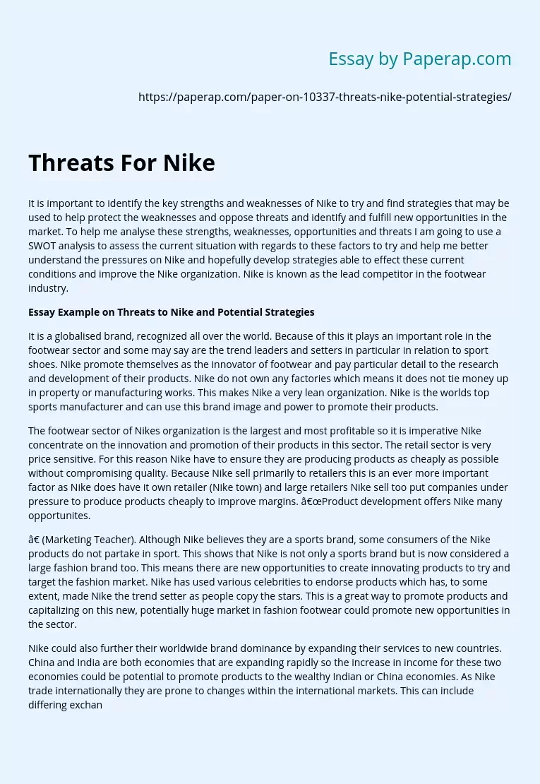 Threats For Nike