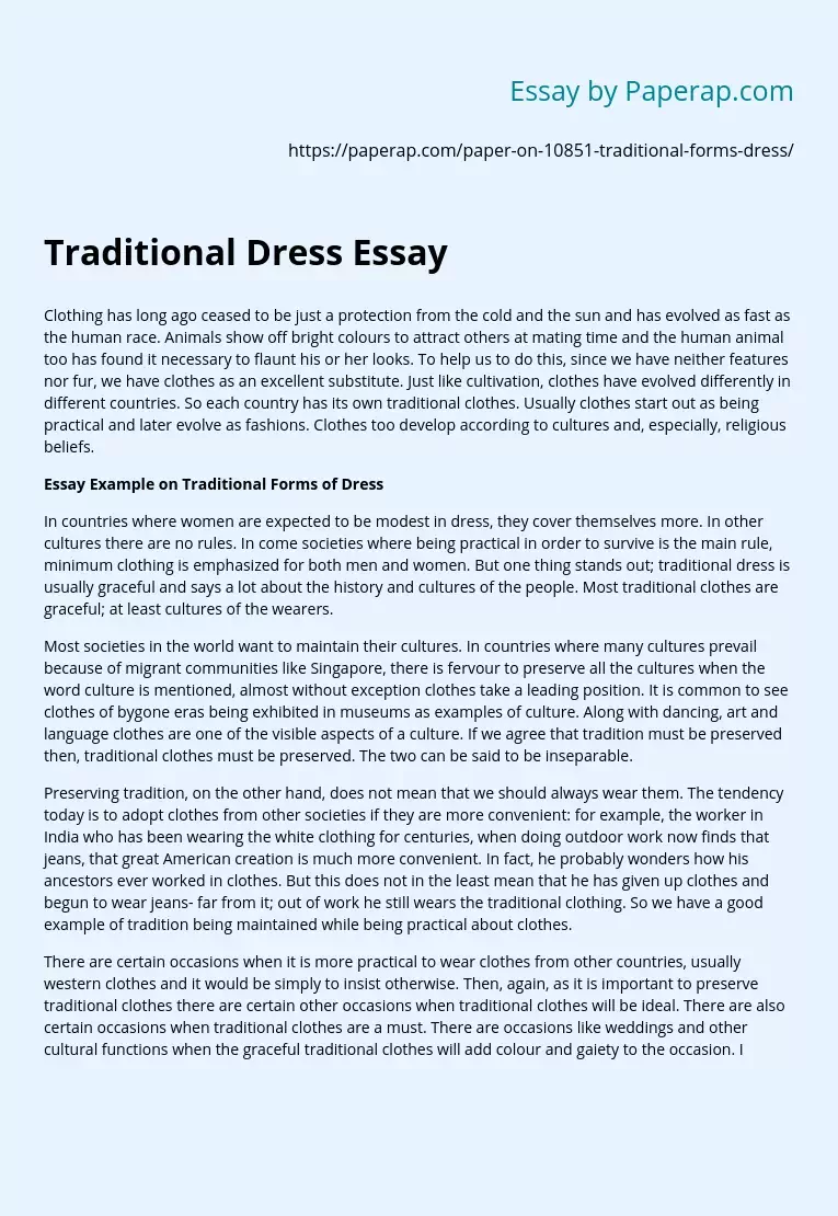 Traditional Dress Essay