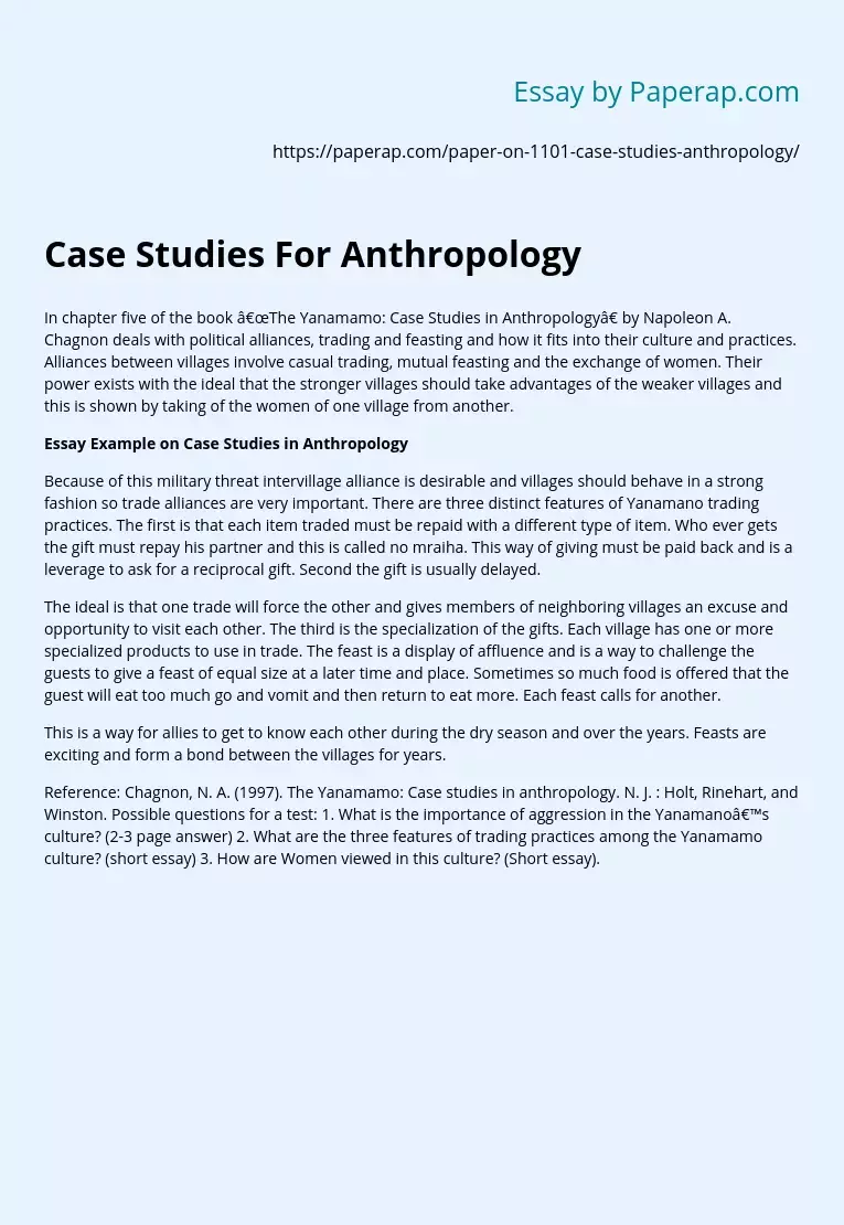 Case Studies For Anthropology