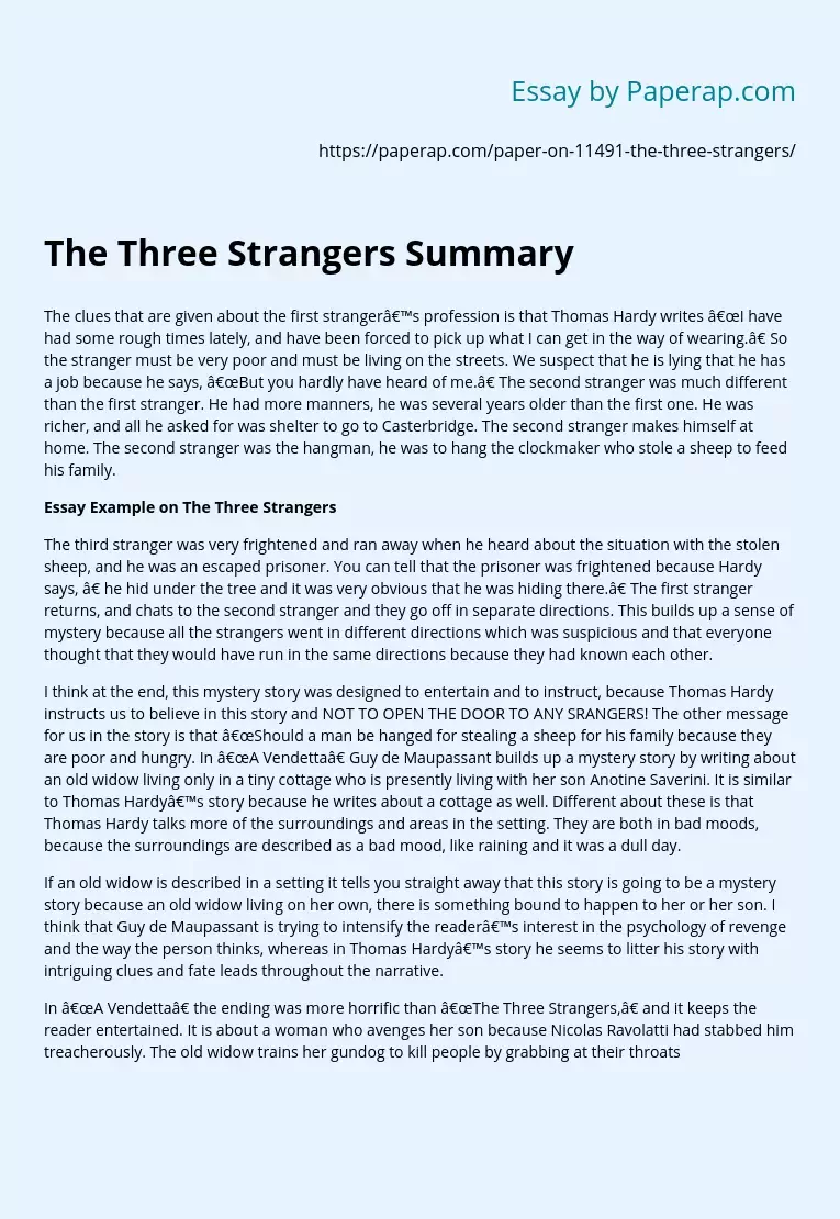 The Three Strangers Summary