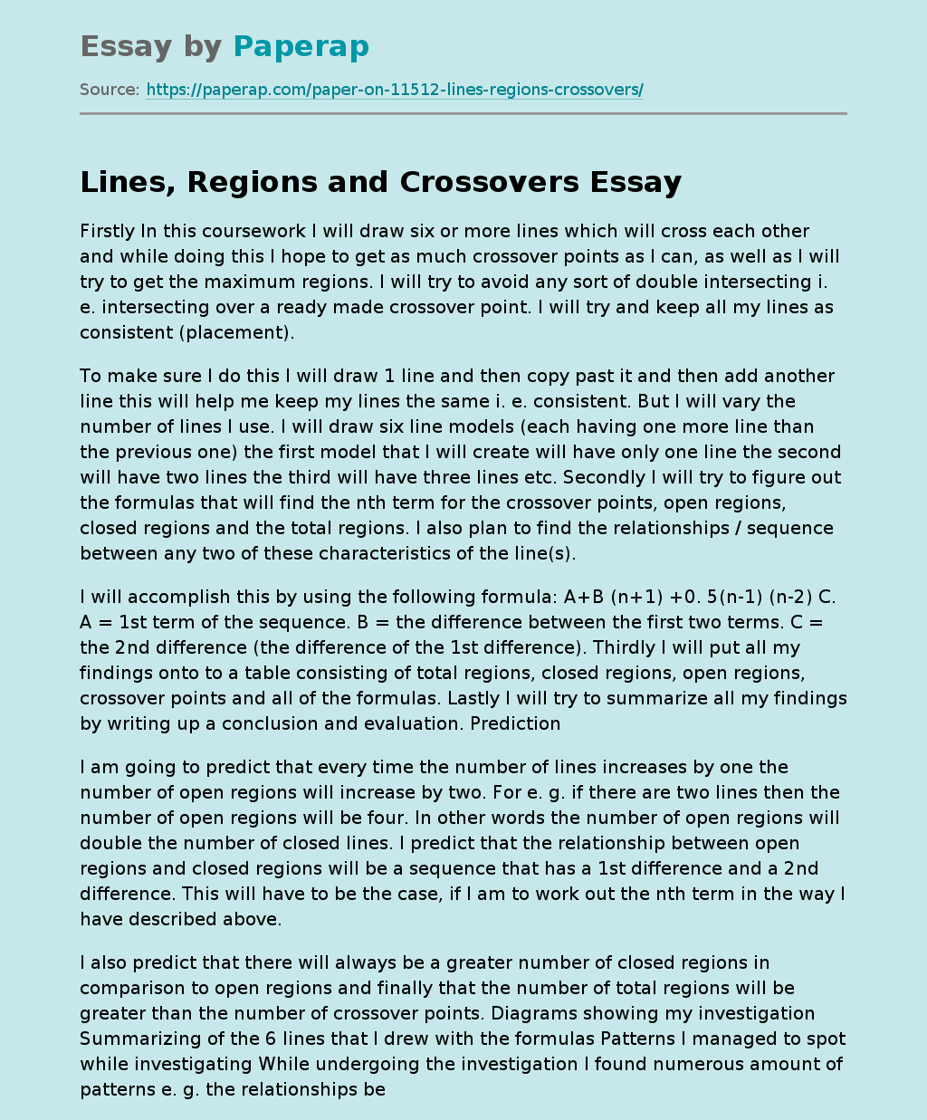 Lines, Regions and Crossovers