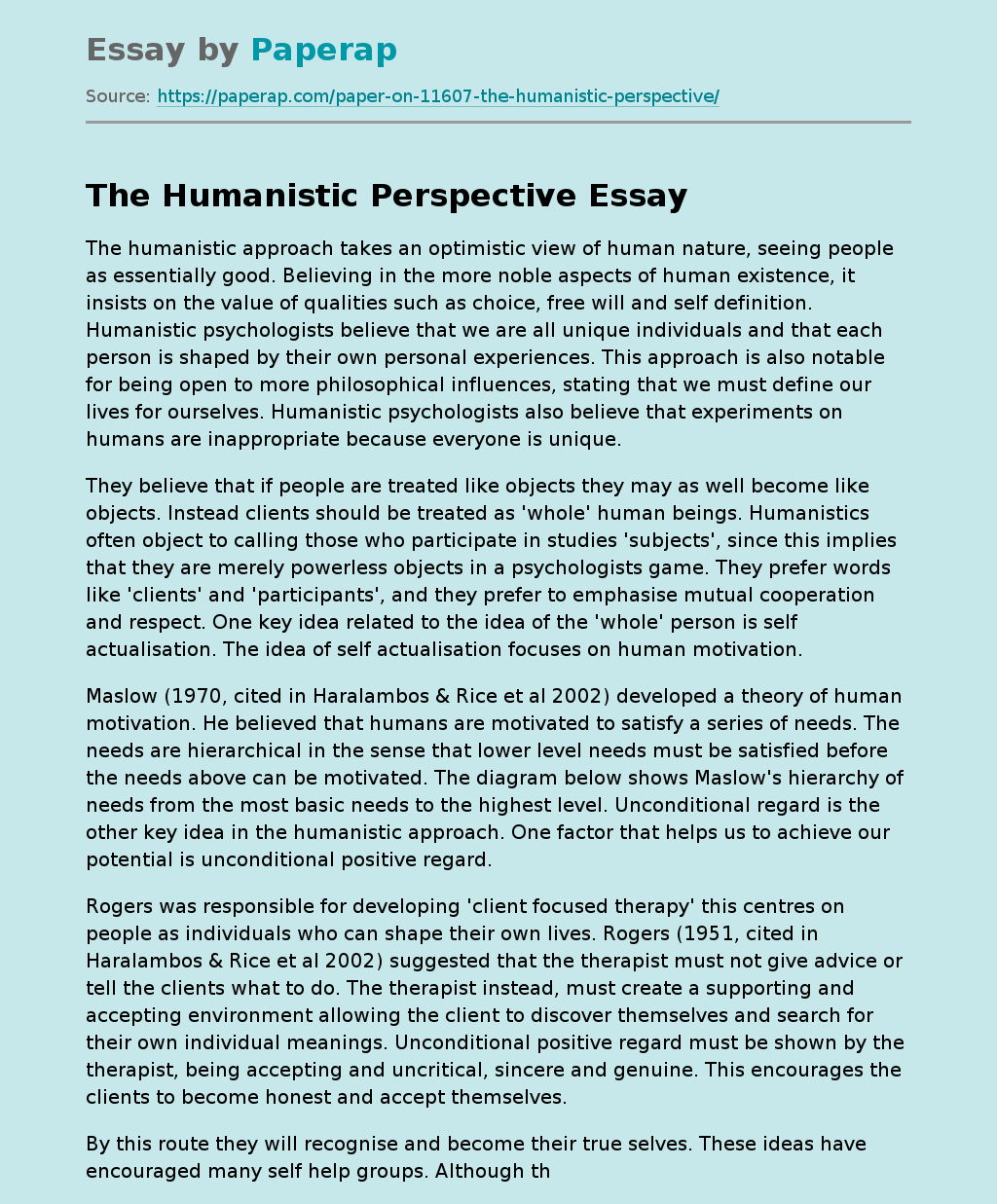 The Humanistic Perspective