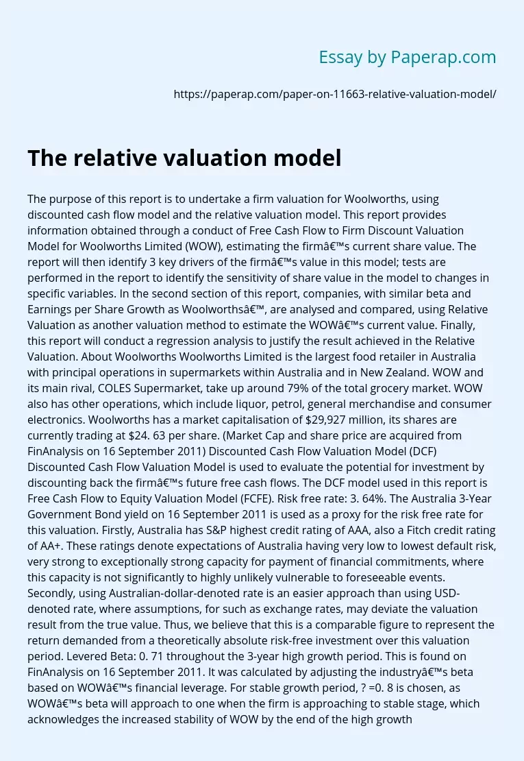 The Relative Valuation Model
