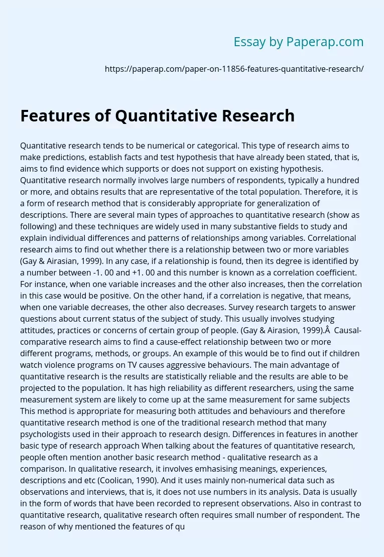 Features of Quantitative Research