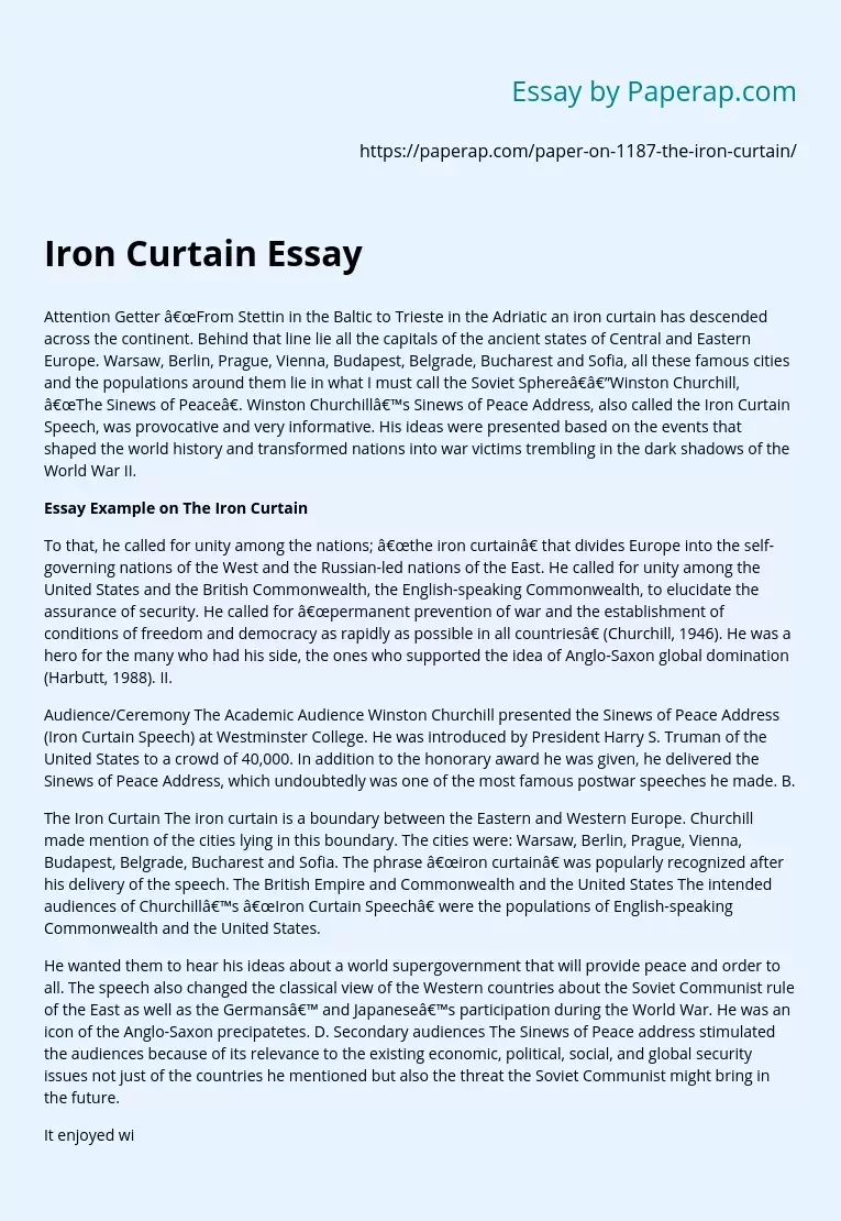 Iron Curtain Essay