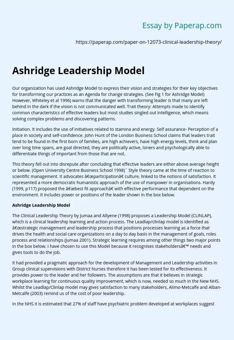 Ashridge Leadership Model