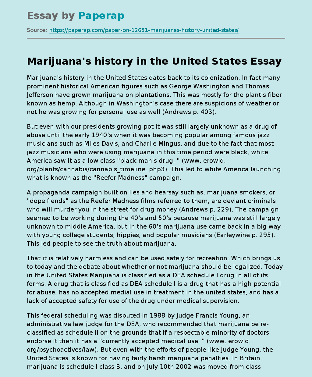 Marijuana's History In The United States