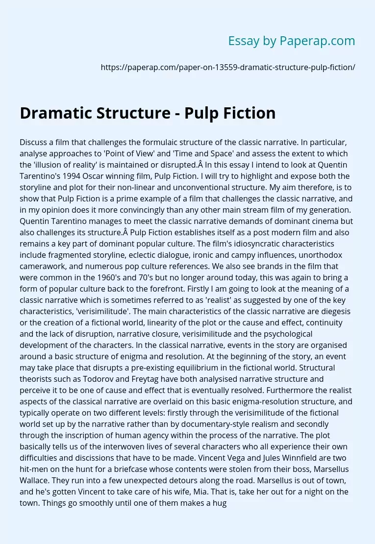 Dramatic Structure - Pulp Fiction