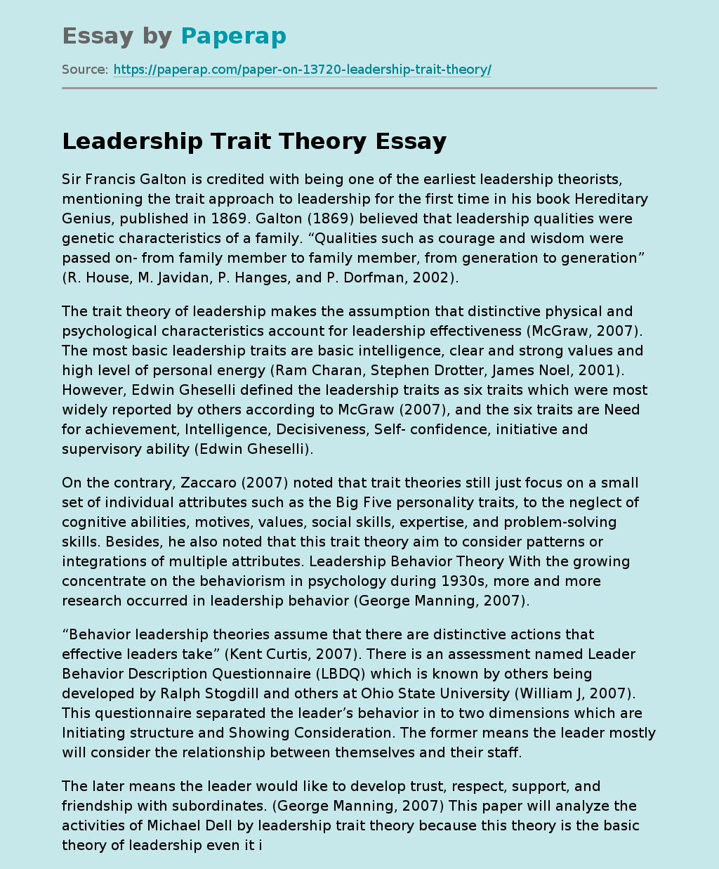Leadership Trait Theory