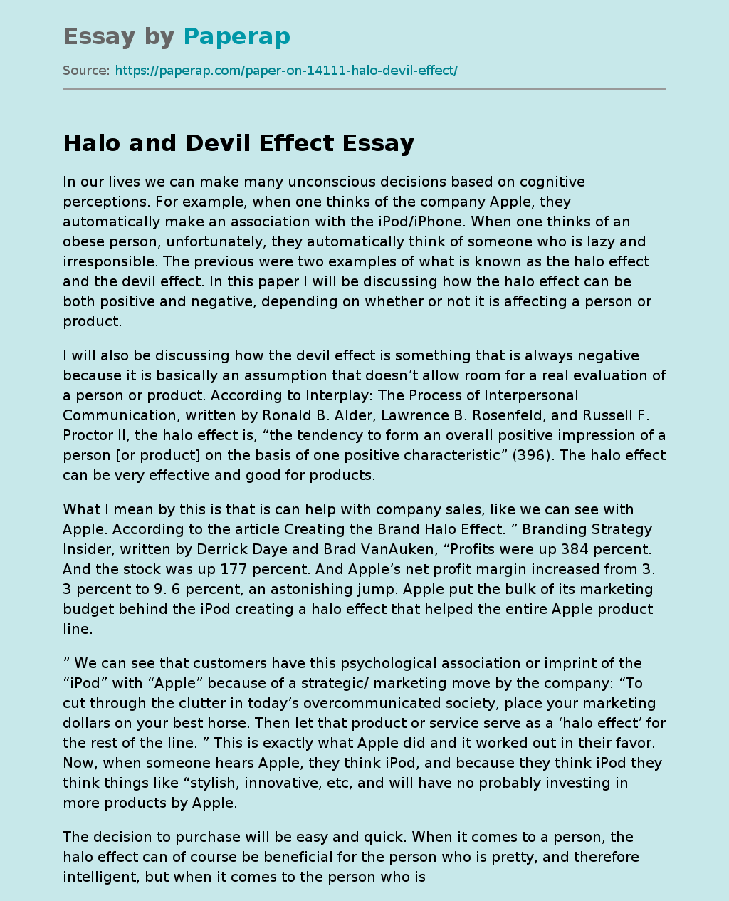 Halo and Devil Effect