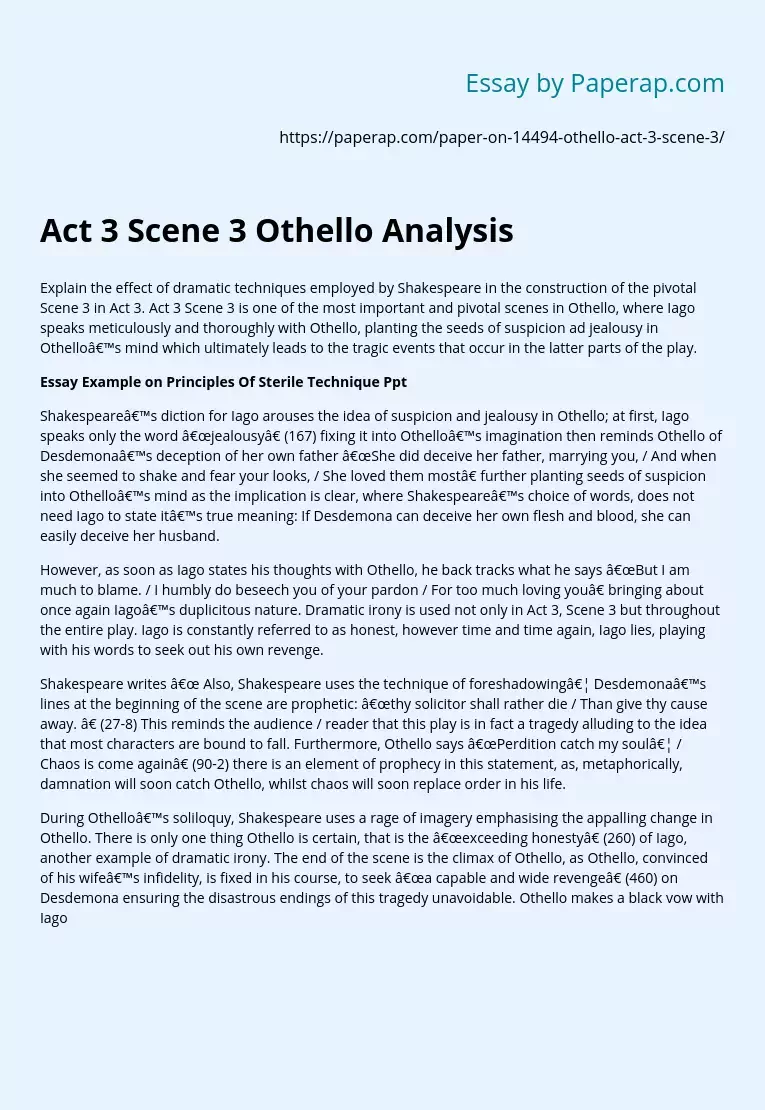 othello act 3 scene 3 essay