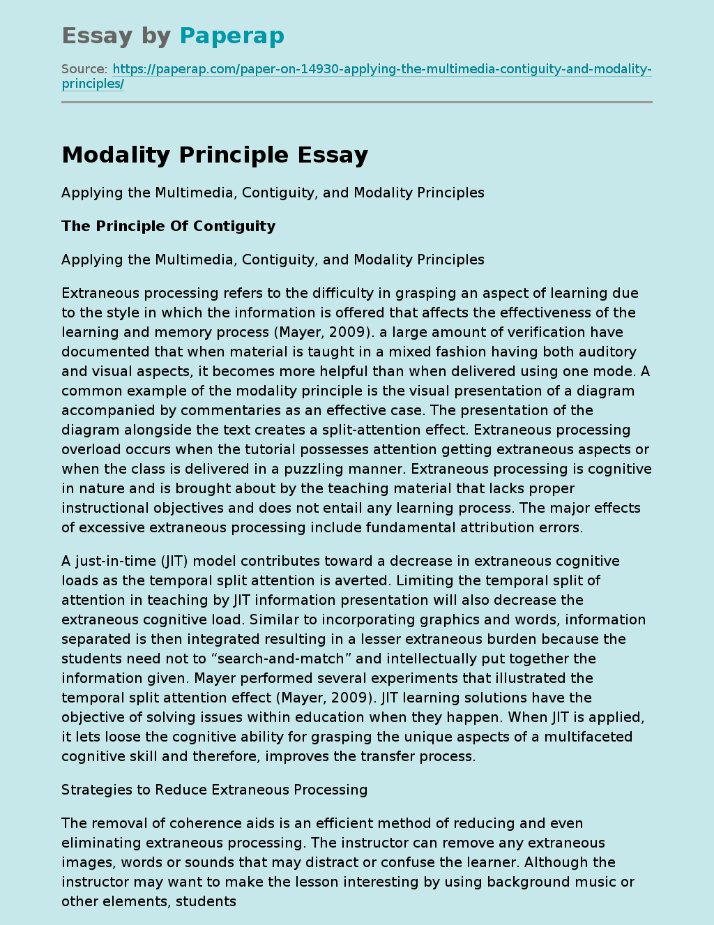 Modality Principle