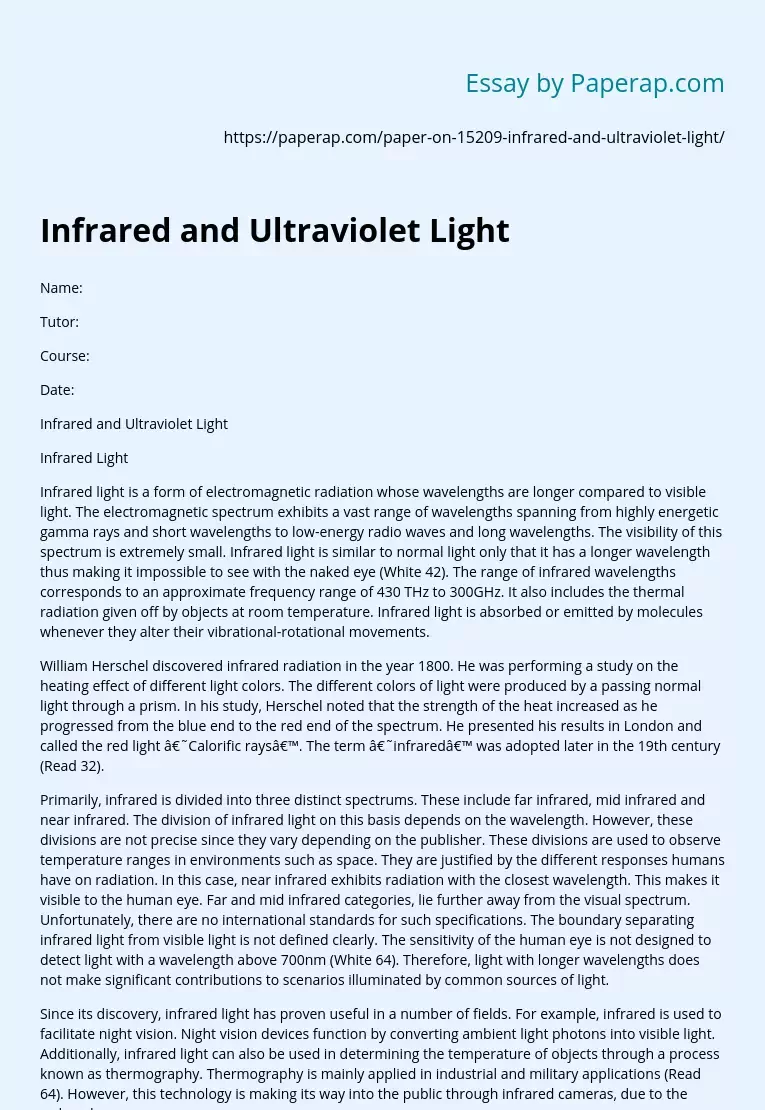 Infrared and Ultraviolet Light