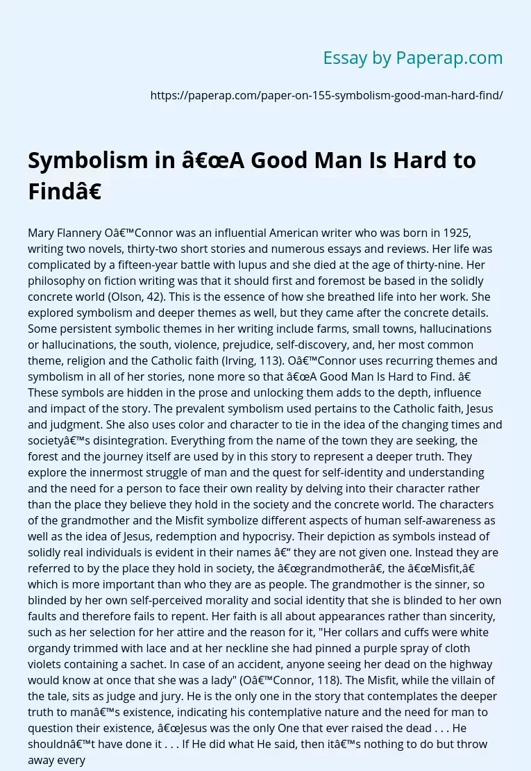 Symbolism in “A Good Man Is Hard to Find”