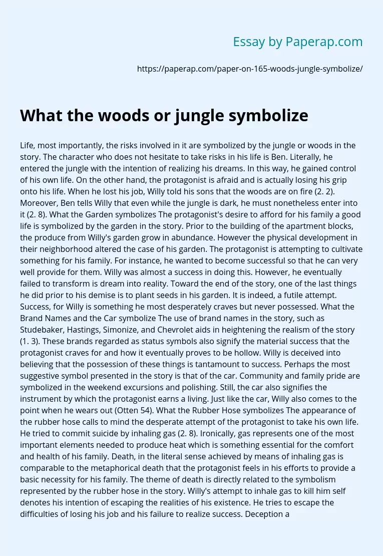 What the woods or jungle symbolize