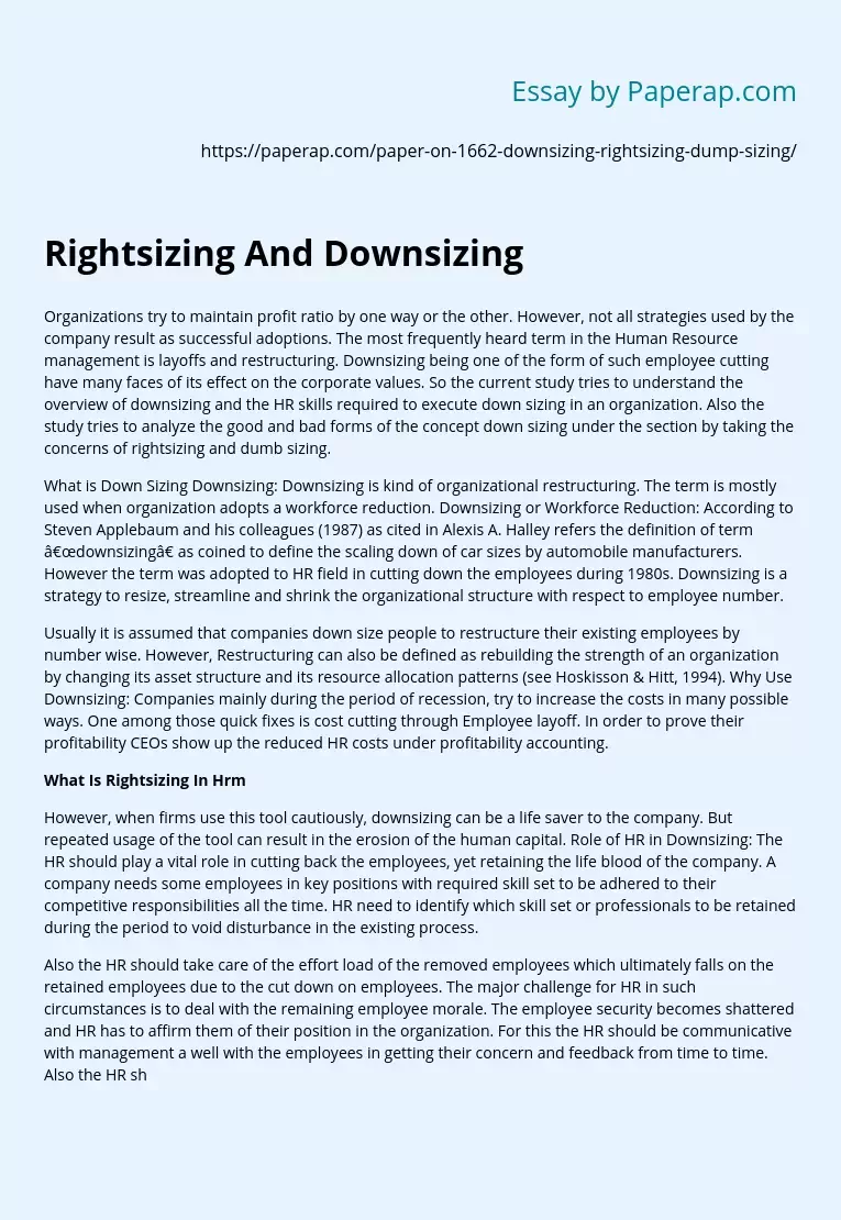 Rightsizing And Downsizing