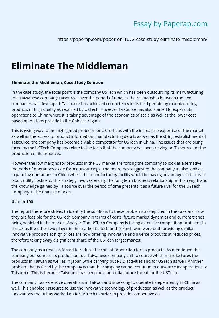 Eliminate The Middleman