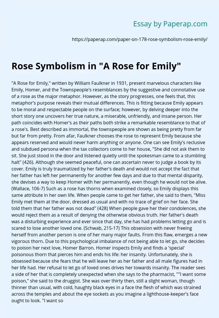 Rose Symbolism in "A Rose for Emily"