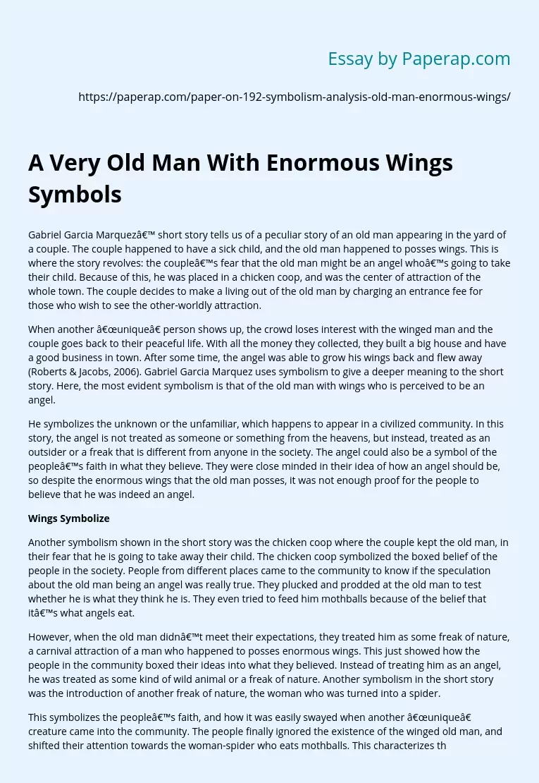 A Very Old Man With Enormous Wings Symbols