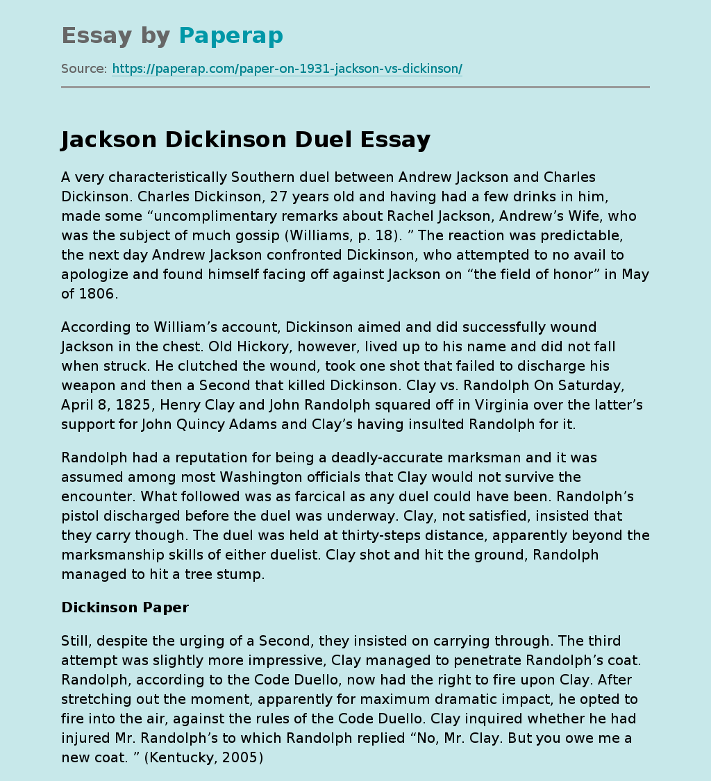Jackson Dickinson Duel